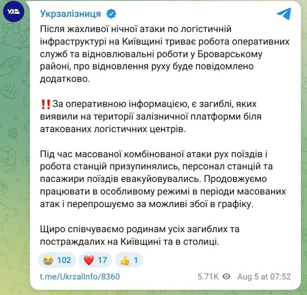 загиблі на Укрзалізниці