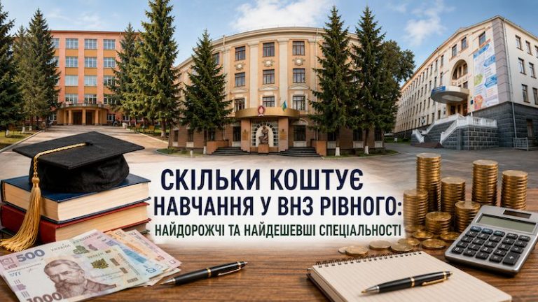 вартість навчання у вишах Рівненщини