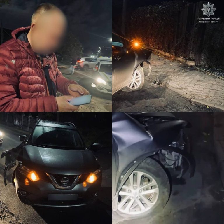 У Рівному водій Nissan в’їхав у паркан: у його крові виявили 1,60 проміле алкоголю